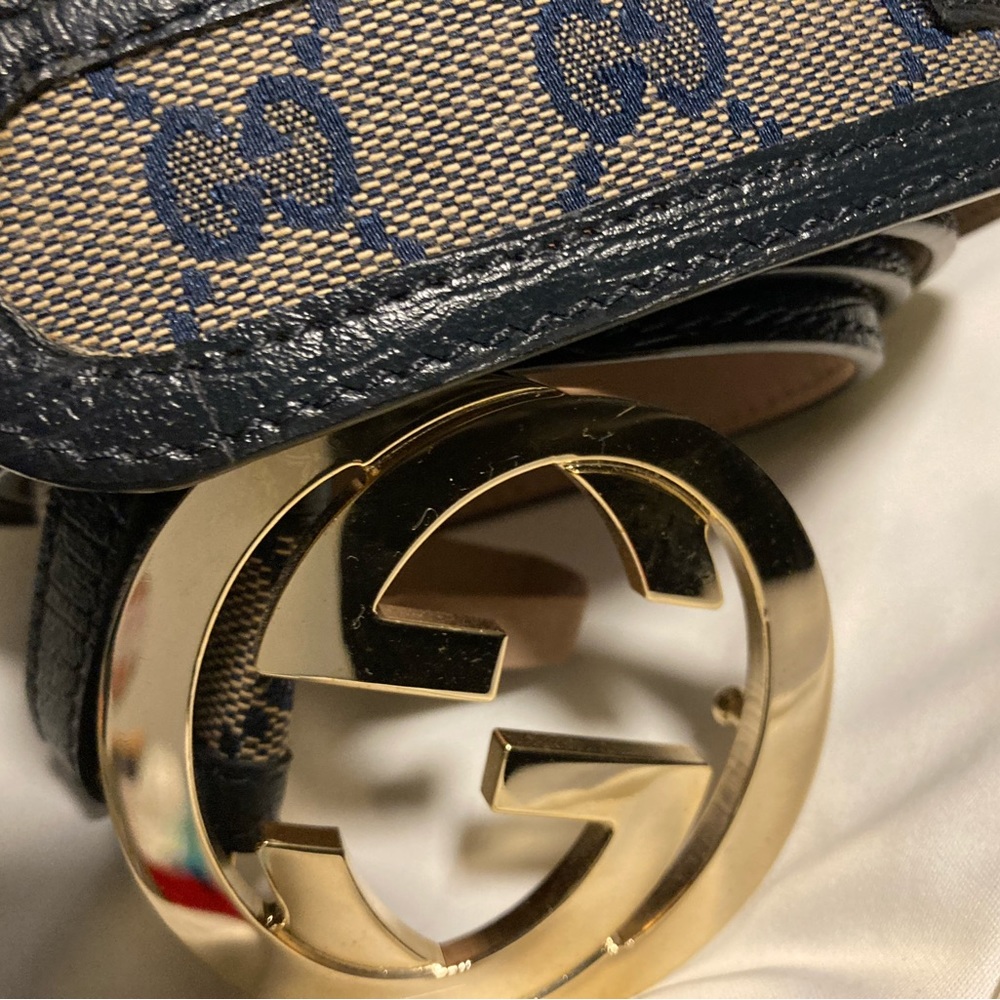 Brand new Gucci belt blue and tan size 38 waist